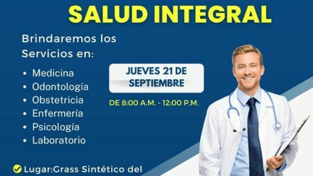 ☝️Este jueves 21 de septiembre, la Red de Salud Dos de Mayo que lidera la directora ejecutiva Lic. Enf. Liz Jovanna Laurencio Paucar en coordinación con la Micro Red de Baños, Jesús y las autoridades del C.P. La Merced, pone en marcha la campaña de atención integral de salud dirigida a la población del C.P. de la Merced, distrito de Jesús, provincia de Lauricocha.
SERVICIOS:
✅ Medicina
✅ Odontología
✅ Obstetricia
✅ Enfermería
✅ Psicología
✅ Laboratorio
⏰8:00 a.m. - 12:00 p. m.
📍Grasas Sintético - C.P. La Merced - Jesús
¡Te esperamos!