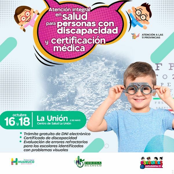 Campaña de salud visual para los escolares de Dos de Mayo y Lauricocha