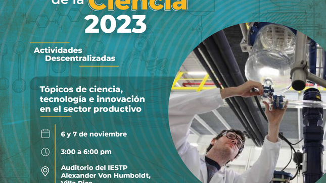 Flyer informativo sobre actividad en marco de la Semana de la Ciencia 2023