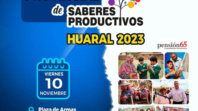 PARTICIPA DEL "I ENCUENTRO PROVINCIAL DE SABERES PRODUCTIVOS HUARAL 2023"

La Municipalidad Provincial de Huaral invita a la comunidad a ser partícipes del "I Encuentro Provincial de Saberes Productivos Huaral 2023". 

DÍA: Viernes 10 de noviembre. 

HORA: 8 a.m. a 1 p.m.

LUGAR: Plaza de Armas de Huaral. 

¡TE ESPERAMOS!