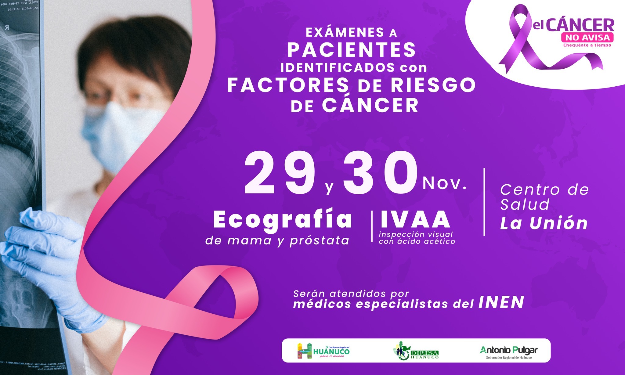 Exámenes a pacientes identificados con factores de riesgo de cáncer en la provincia de Dos de Mayo