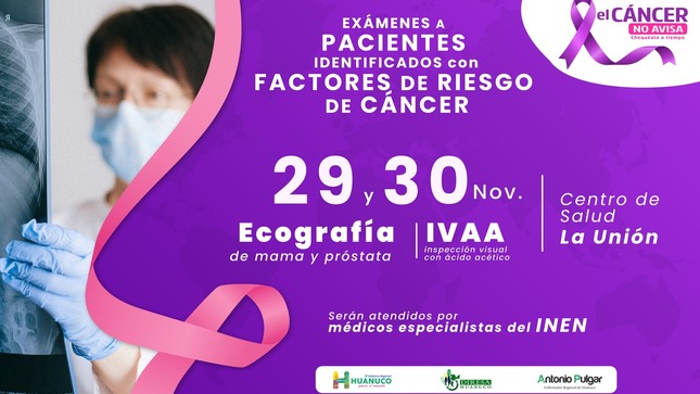 👉Llegarán médicos de NEOPLÁSICAS de la ciudad de Lima. 
📅29 y 30 de noviembre del 2023📢
👨‍⚕️Ecografía de mama y próstata
🔴Centro de Salud La Unión
❗️Te esperamos❗️