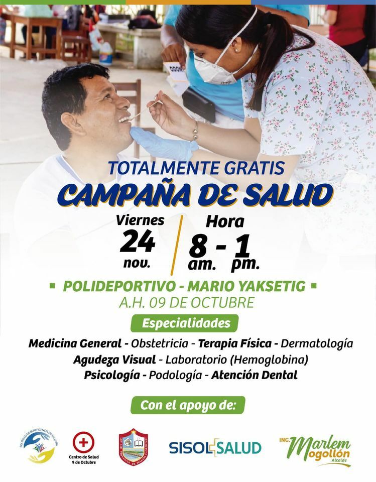 Este Viernes Se Realizará Campaña Médica En El A.H. 9 De Octubre