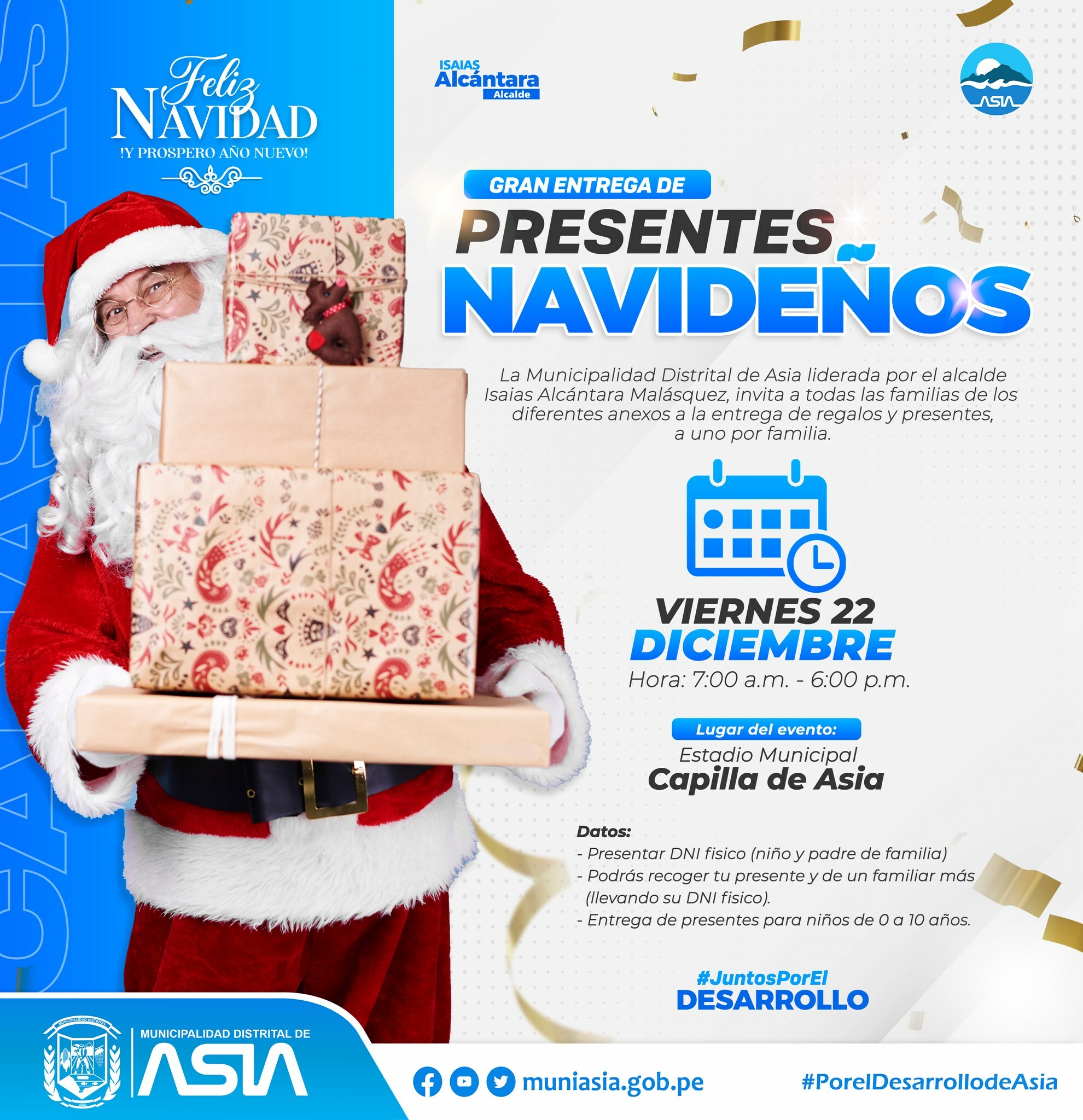 Municipalidad Distrital de Asia entregara regalos por navidad