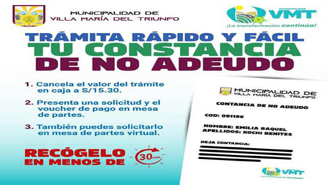 Tramita rápido y fácil tu constancia de no adeudo