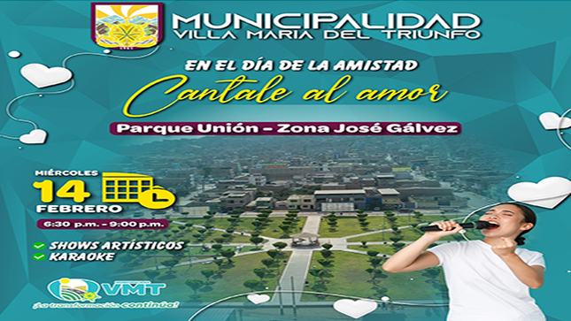 Actividad que contará con la participación de reconocidos artistas del distrito, de ingreso libre, para que nuestros vecinos villamarianos, disfruten una tarde de amistad y unión.