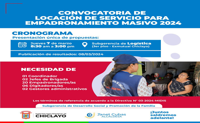 CONVOCATORIA MODALIDAD LOCACIÓN DE SERVICIOS