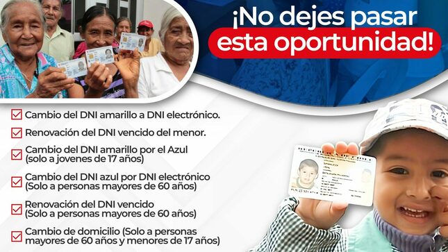 ¡No dejes pasar esta gran oportunidad de actualizar tus documentos de identidad de manera rápida y sin costo alguno! ¡Te esperamos!