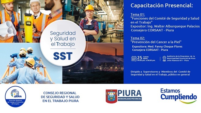 DRTPE Piura organizará una capacitación por el Día Internacional de SST.