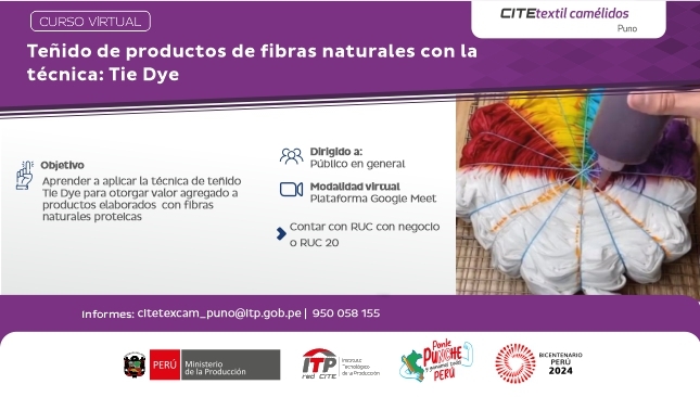 Capacitación  Virtual Teñido de productos de fibras naturales con la técnica Tie Dye