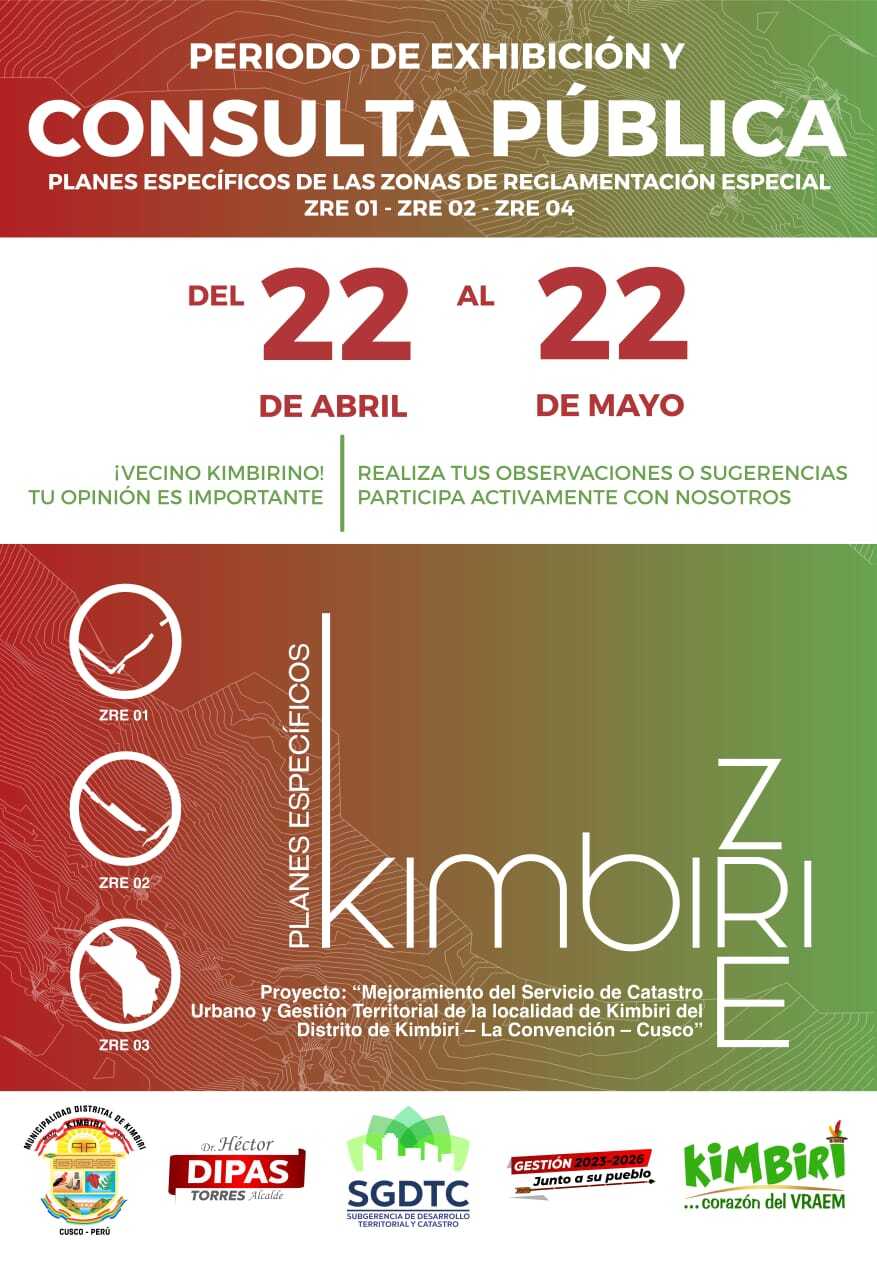 Flyer Consulta Pública Planes Específicos de las Zonas de Reglamentación Especial.