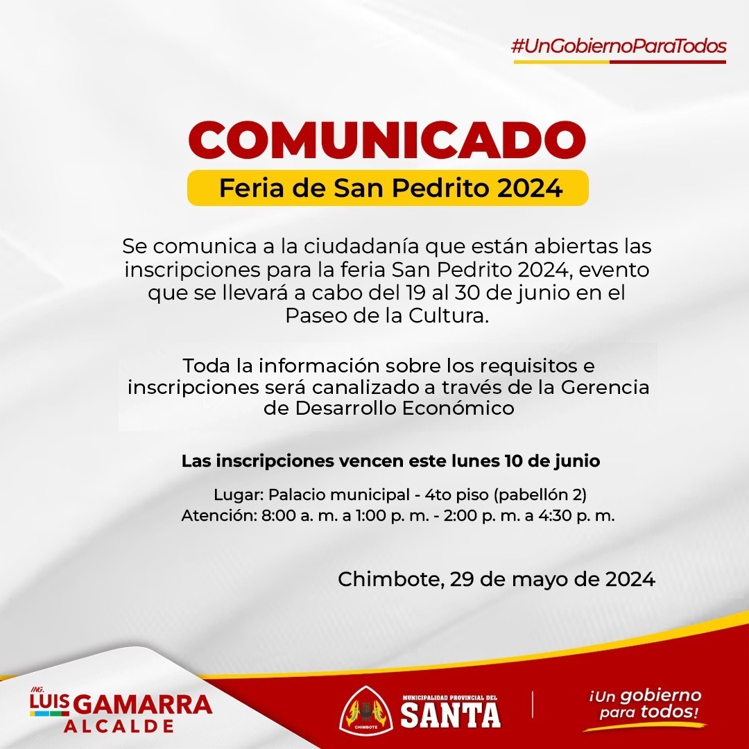 COMUNICADO - FERIA SAN PEDRITO