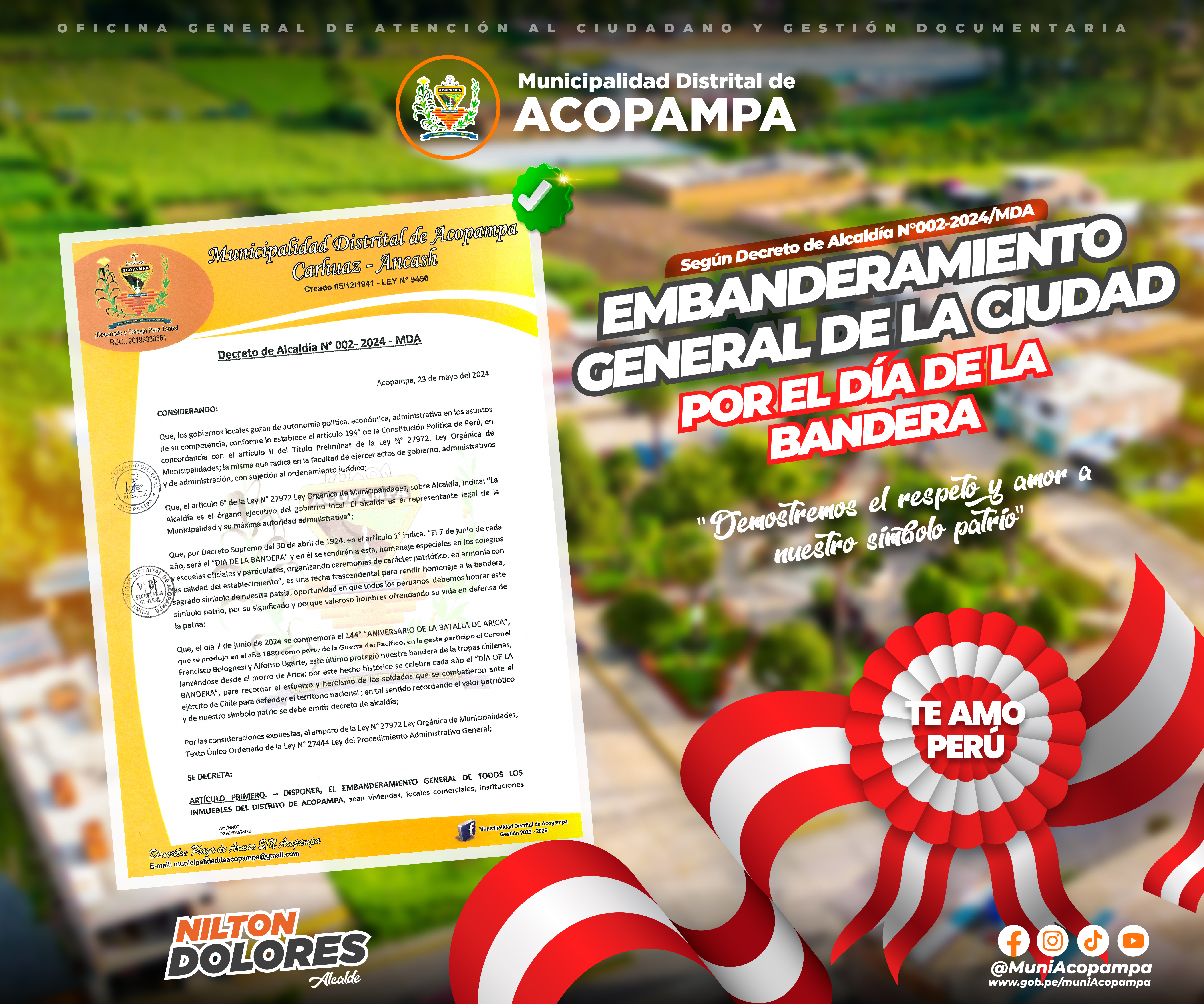 Embanderamiento general de la ciudad - Día de la Bandera