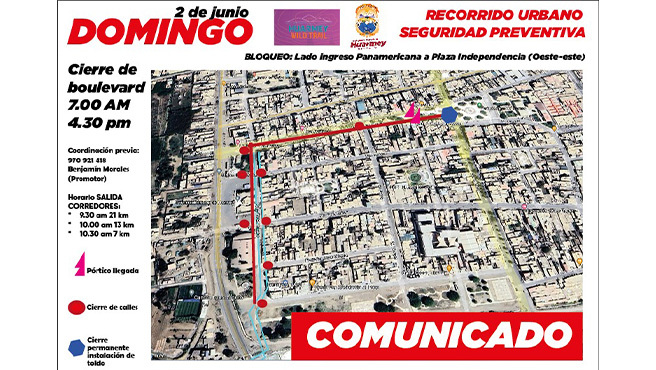 Comunicado: Evento deportivo de convocatoria nacional - Huarmey Wil Trail