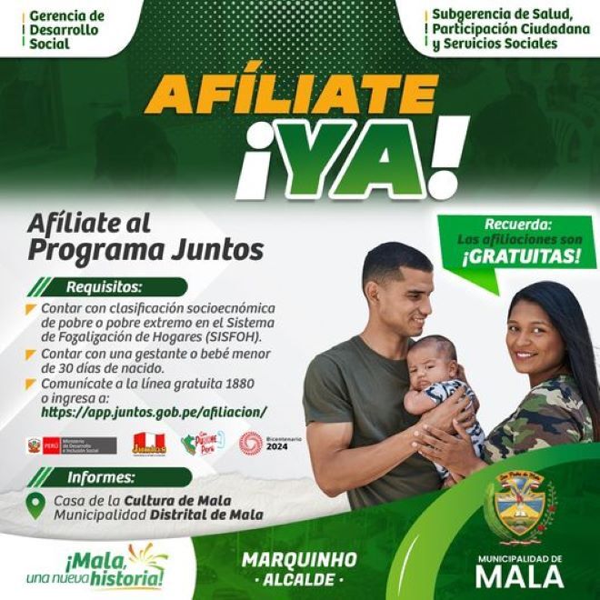 Afiliate ¡YA! al Programa Juntos