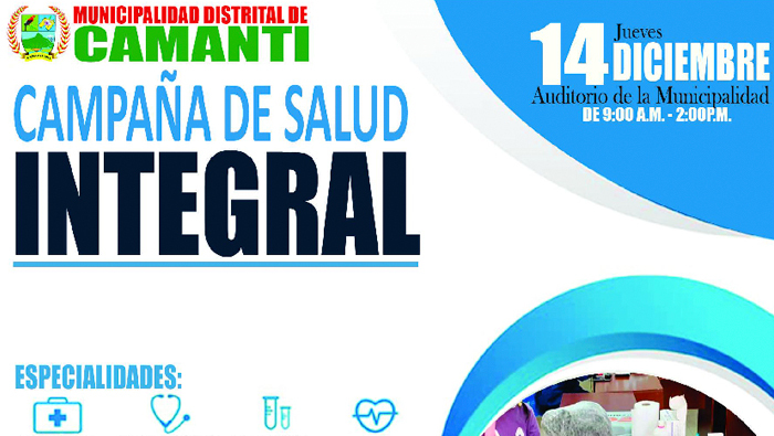 Participe en la campaña de salud gratuita en Camanti el 14/12/2023. ¡Cuidado integral para todos!
