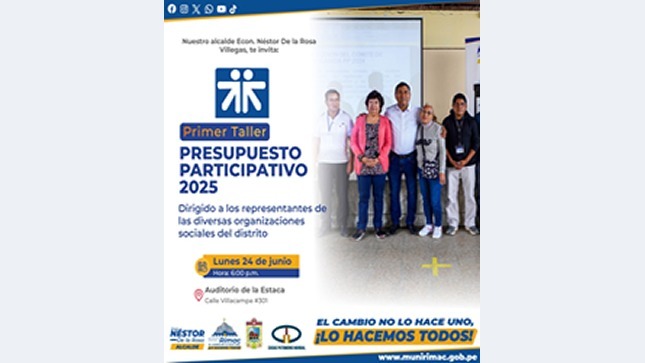 PRIMER TALLER PRESUPUESTO PARTICIPATIVO 2025 DE LA MDR
