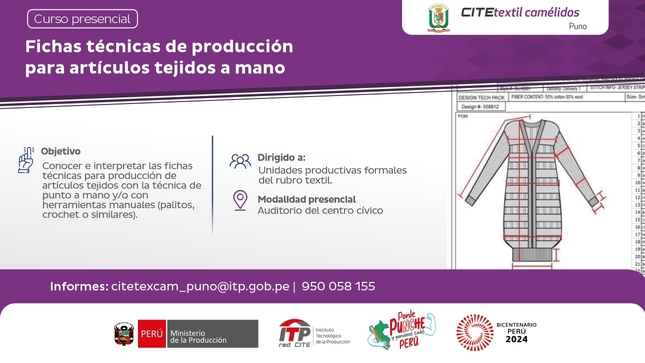 Curso presencial: fichas técnicas de producción para artículos tejidos a mano