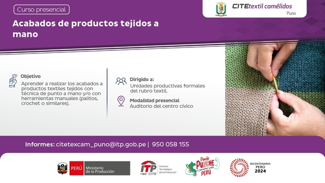 Curso presencial: Acabados de productos tejidos a mano
