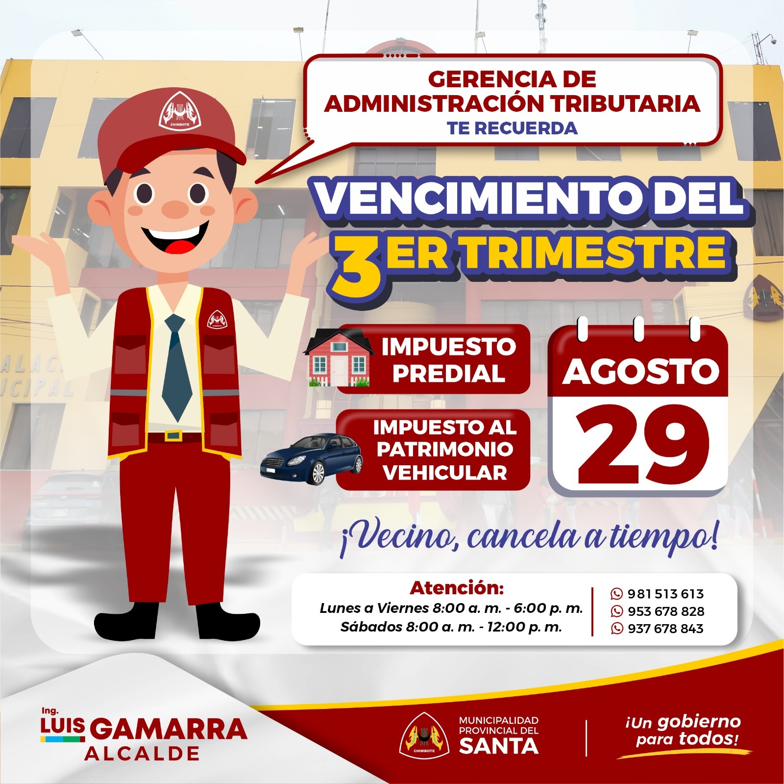 Tercer Vencimiento de Impuesto Predial y Impuesto de Patrimonio Vehicular