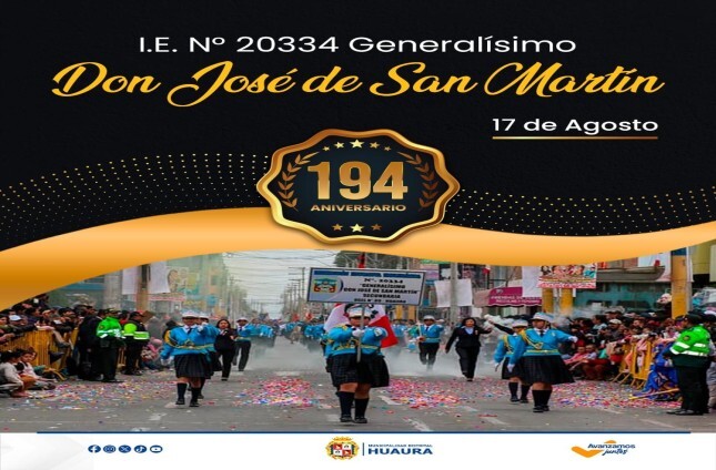 I.E GENERALISIMO DON JOSÉ DE SAN MARTÍN CONMEMORA 194° ANIVERSARIO DE CREACIÓN INSTITUCIONAL