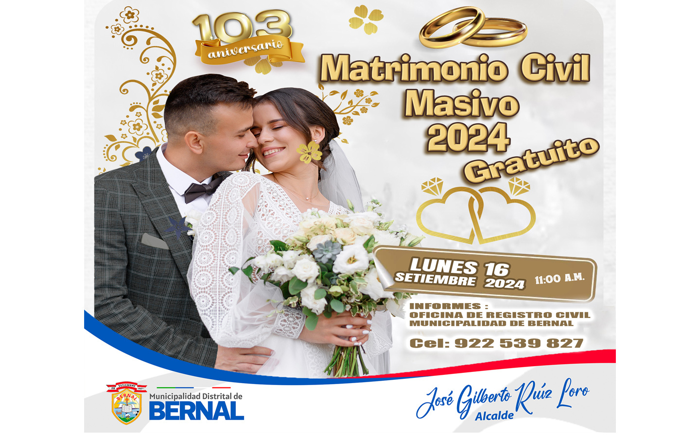 Matrimonio civil masivo gratis.