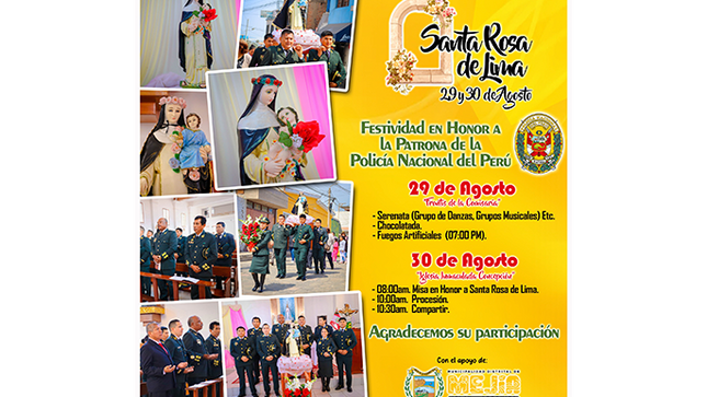 Festividad en honor a Santa Rosa de Lima, "PATRONA DE LA PNP"
