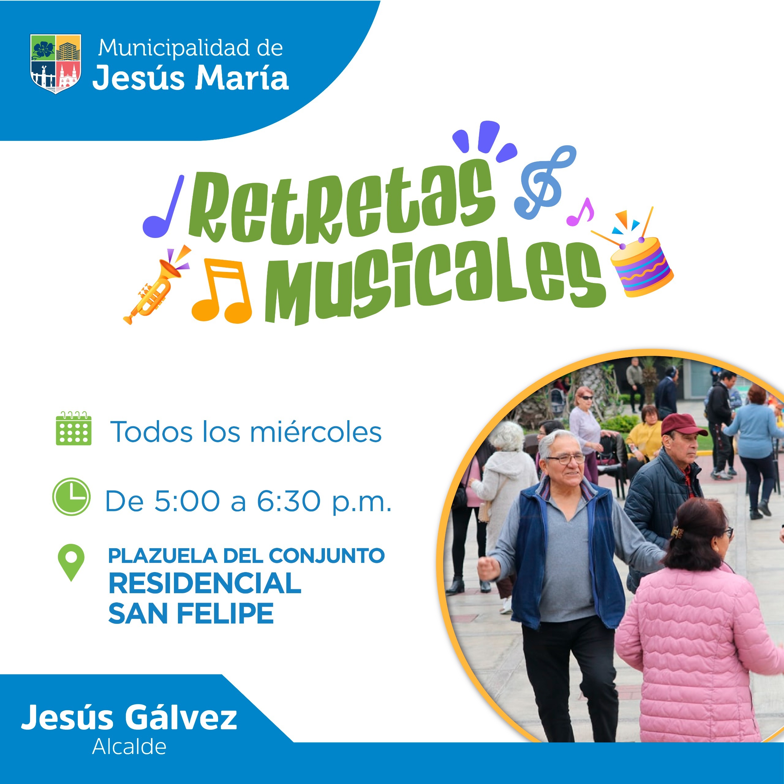 Todos los Miercoles 
De 5:00 a 6:30 p.m
Plazuela de Conjunto - RESIDENCIAL SAN FELIPE