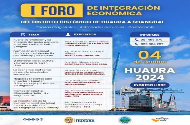 DISTRITO DE HUAURA SERA SEDE DEL "𝙄 𝙁𝙊𝙍𝙊 𝘿𝙀 𝙄𝙉𝙏𝙀𝙂𝙍𝘼𝘾𝙄𝙊́𝙉 𝙀𝘾𝙊𝙉𝙊́𝙈𝙄𝘾𝘼 DEL DISTRITO HISTÓRICO DE HUAURA A SHANGHAI- CHINA"