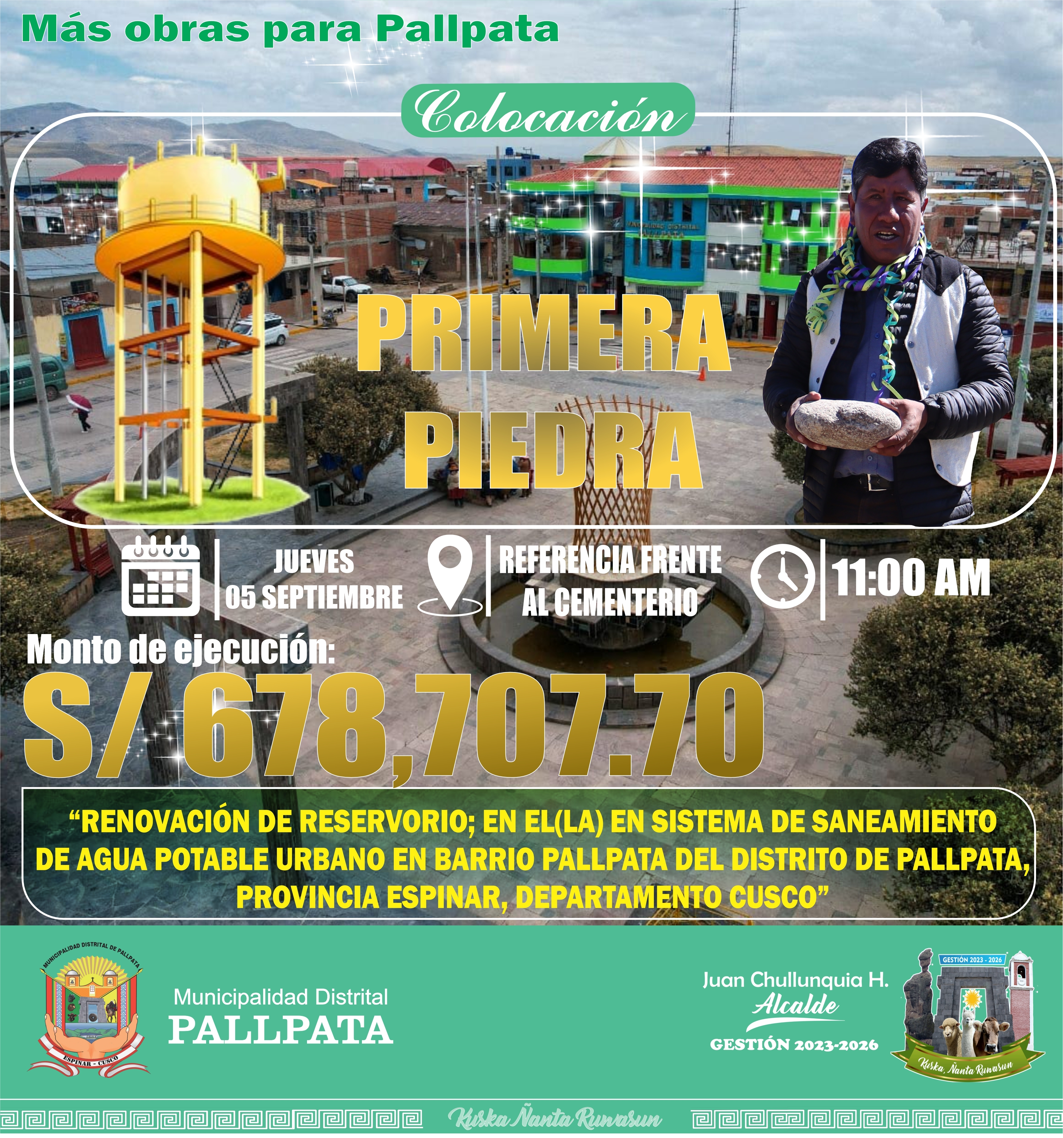 𝐈𝐍𝐕𝐈𝐓𝐀𝐂𝐈𝐎́𝐍 𝐏𝐀𝐑𝐀 𝐋𝐀 𝐂𝐎𝐋𝐎𝐂𝐀𝐂𝐈𝐎́𝐍 𝐃𝐄 𝐋𝐀 𝐏𝐑𝐈𝐌𝐄𝐑𝐀 𝐏𝐈𝐄𝐃𝐑𝐀 𝐑𝐄𝐍𝐎𝐕𝐀𝐂𝐈𝐎𝐍 𝐃𝐄 𝐑𝐄𝐒𝐄𝐑𝐕𝐎𝐑𝐈𝐎; 𝐄𝐍 𝐄𝐋(𝐋𝐀) 𝐄𝐍 𝐒𝐈𝐒𝐓𝐄𝐌𝐀 𝐃𝐄 𝐒𝐀𝐍𝐄𝐀𝐌𝐈𝐄𝐍𝐓𝐎 𝐃𝐄 𝐀𝐆𝐔𝐀 𝐏𝐎𝐓𝐀𝐁𝐋𝐄 𝐔𝐑𝐁𝐀𝐍𝐎