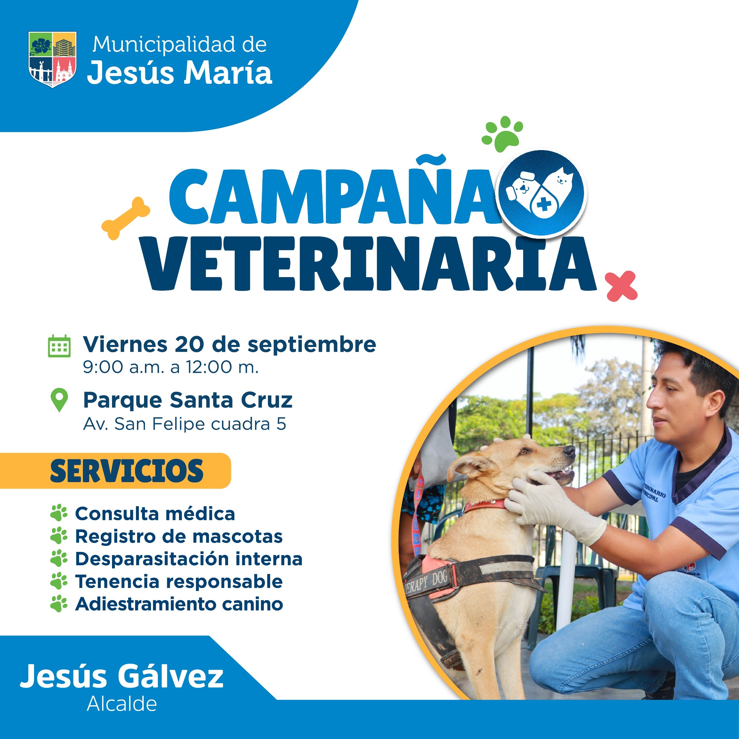 Viernes 20 de Setiembre 
Hora: 9:00 a 12:00 m.
Parque Santa Cruz - Av San Felipe cuadra 5