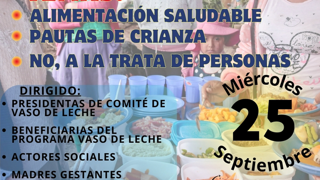 La Municipalidad Distrital de Huanoquite, dirigido por nuestra autoridad edil, Sr. Daniel Cusimayta Gutiérrez y cuerpo de regidores a través de la Sub Gerencia De Desarrollo Social, Servicios Municipales y Medio Ambiente en coordinación con la Oficina Vaso de Leche e IPRESS Huanoquite invitan a las presidentas de comité de vaso de leche, beneficiarias y actores sociales de la Cuenca Apurímac a ser partícipes del taller de capacitación sobre los siguientes temas: 
 👉Alimentación saludable
 👉Pautas de crianza 
 👉No a la trata de personas 
Dichos temas se desarrollarán gracias a las instancias de articulación. Por ende, hacemos la invitación extensiva para este  📆miércoles 25 de septiembre a las  ⏰9:00 de la mañana las esperamos en 📌Tambo Coror.