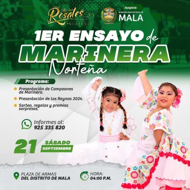 Ven y Participa del 1er Ensayo de Marinera Norteña