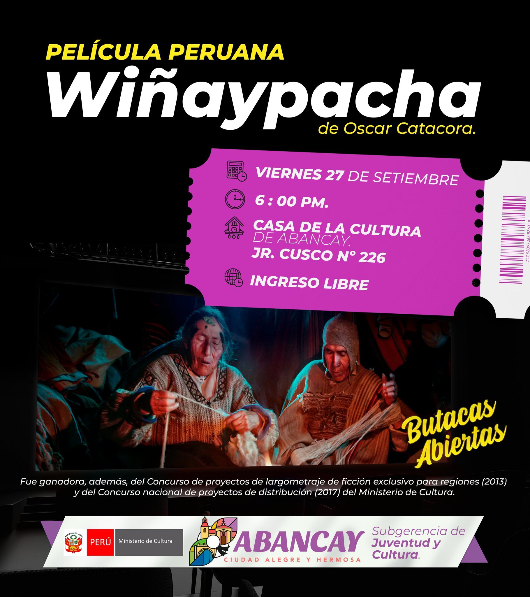 Porque #ElCineEsCultura, ¡llevaremos todos los viernes, El Cine Cultural en Aban