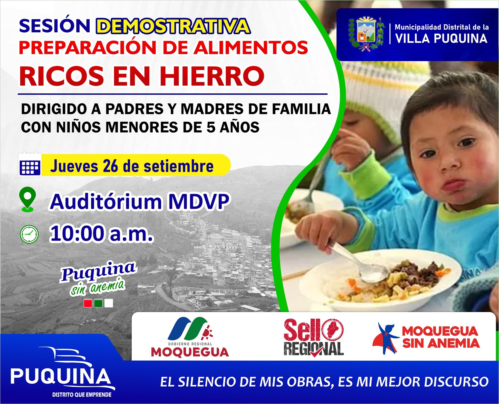Sesiones Demostrativas, dirigido a padres y madres de familia con niños menores de 05 años