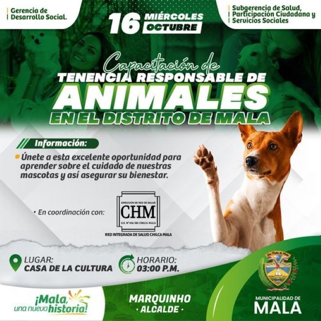 Capacitaci贸n de Tenencia Responsable de Animales en el Distrito de Mala