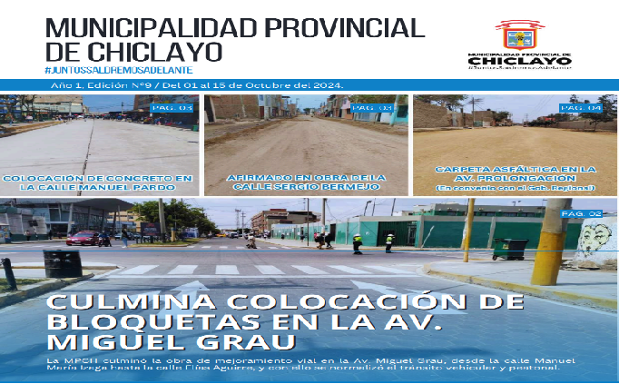 Culmina Colocación de Bloquetas en la Av. Miguel Grau