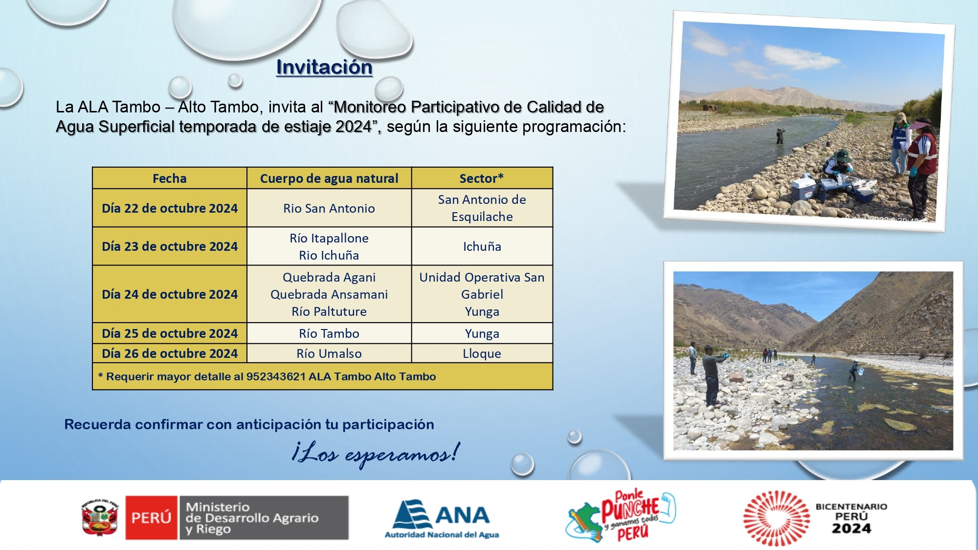 Monitoreo Participativo de Calidad de Agua Superficial de Temporada de ESTIAJE