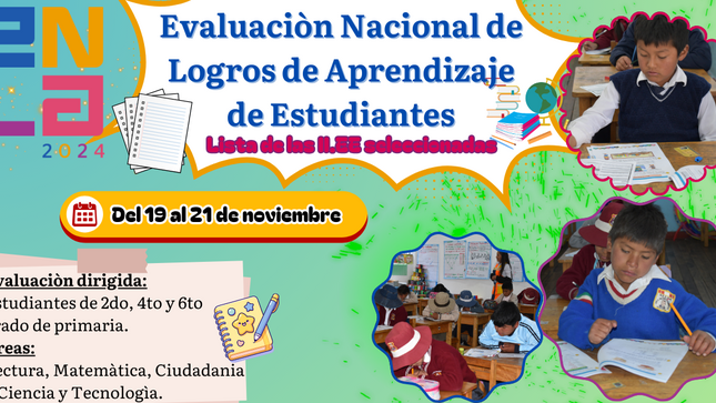 Con el objetivo de conocer la situación de los aprendizajes de los estudiantes a nivel nacional, este año, el Minedu, a través de la Of­icina de Medición de la Calidad de los Aprendizajes (UMC) implementa la Evaluación Nacional de Logros de Aprendizaje (ENLA) 2024.