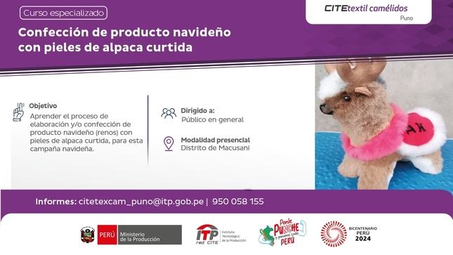 C.E. Confección de producto navideño con pieles de alpaca curtida