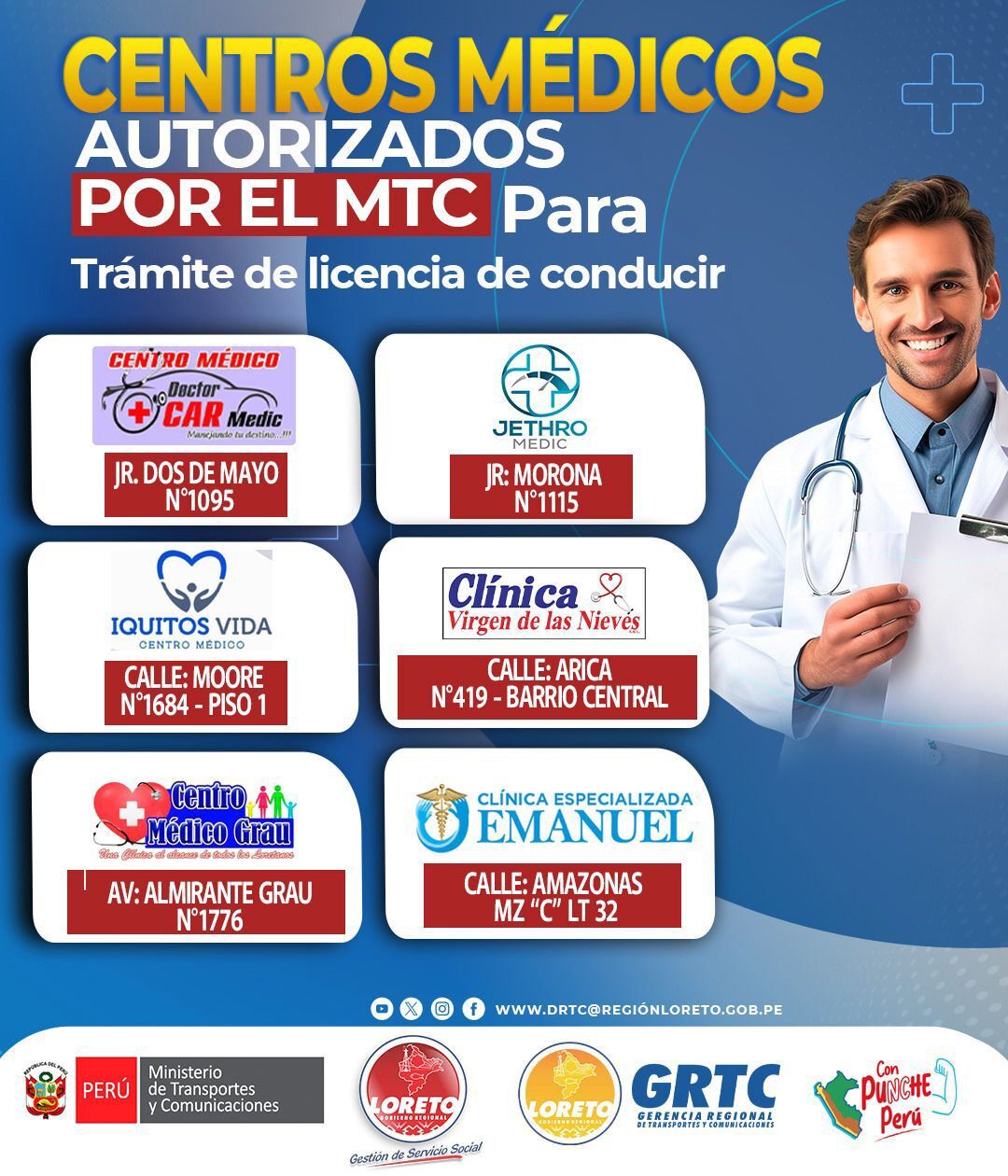 CENTROS MEDICOS AUTORIZADOS POR EL MTC