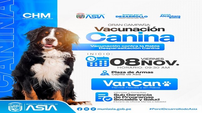Gran Campaña de vacunación canina y desparasitación Gratuita