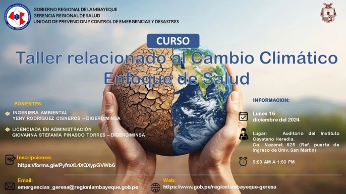 Invitacion al Curso Taller relacionado al Cambio Climático Enfoque de Salud