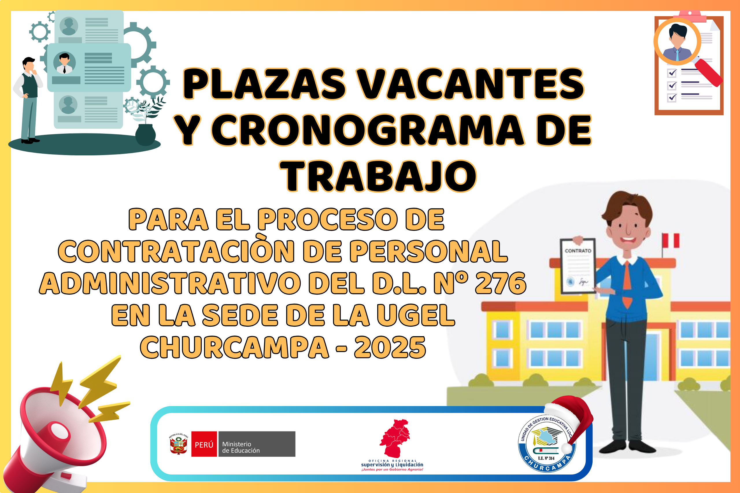 Compartimos plazas vacantes y cronograma para el Proceso de Contrataci贸n de Personal Administrativo del D.L. N潞 276