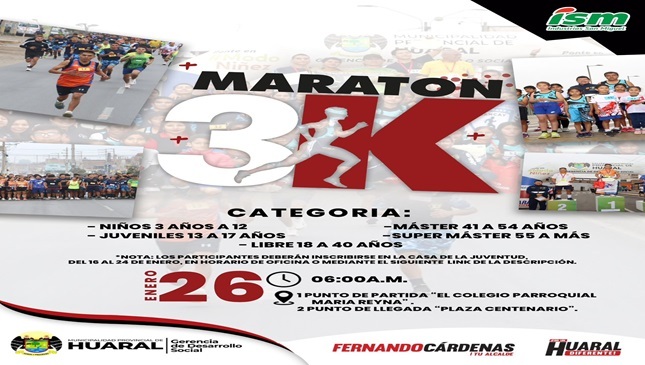 ¡Gran Maratón 3k en Huaral!