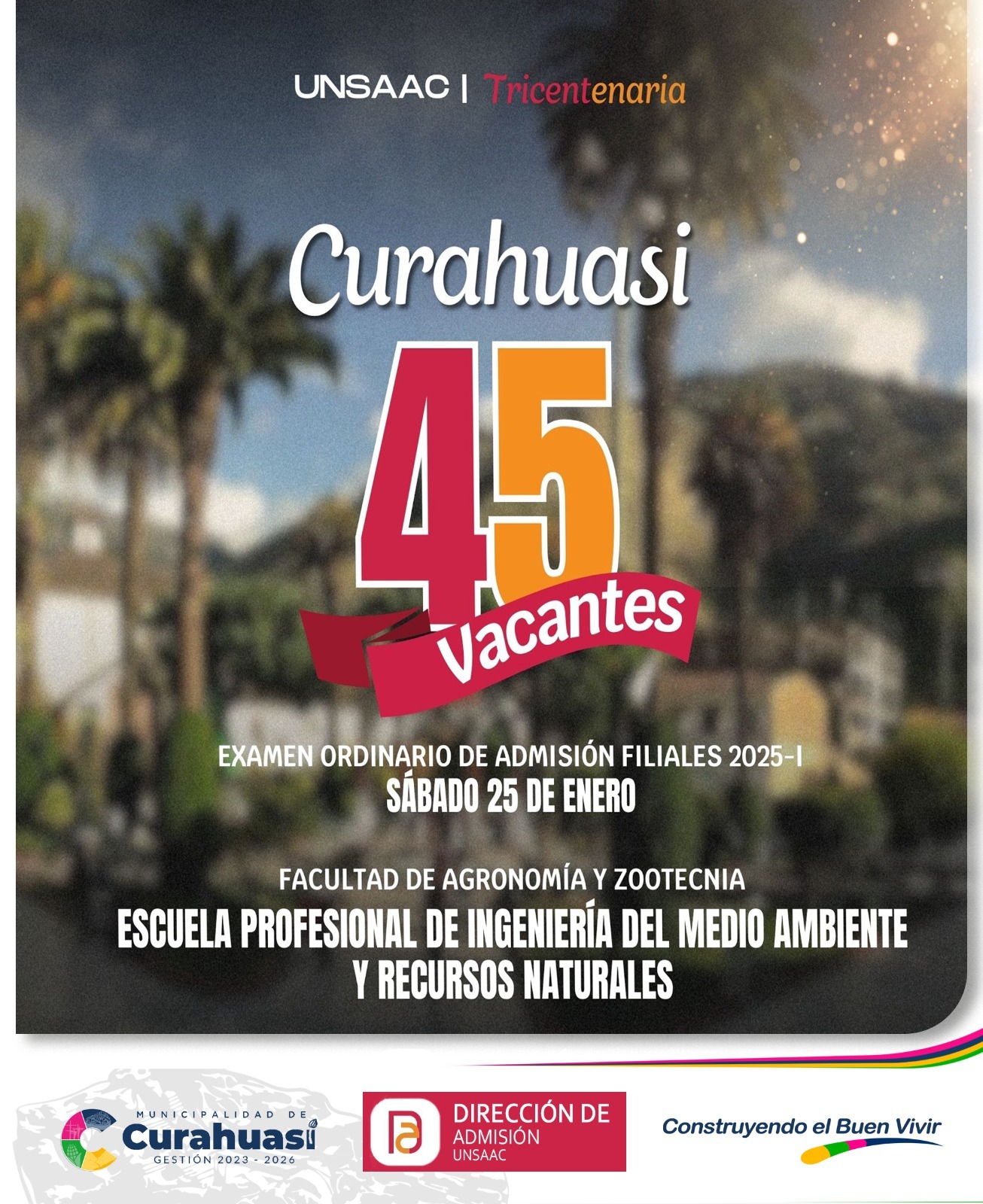 UNSAAC confirma 45 vacantes para filial curahuasi