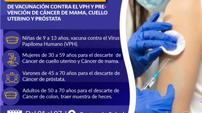 Jornada de Vacunación y Prevención de Cáncer del 01 al 07 de febrero