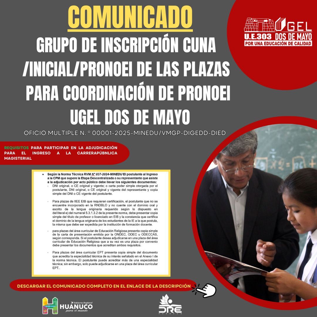 𝗖𝗢𝗠𝗨𝗡𝗜𝗖𝗔𝗗𝗢 𝗦𝗢𝗕𝗥𝗘 𝗘𝗟 𝗚𝗥𝗨𝗣𝗢 𝗗𝗘 𝗜𝗡𝗦𝗖𝗥𝗜𝗣𝗖𝗜Ó𝗡 𝗖𝗨𝗡𝗔/𝗜𝗡𝗜𝗖𝗜𝗔𝗟/𝗣𝗥𝗢𝗡𝗢𝗘𝗜 𝗗𝗘 𝗟𝗔𝗦 𝗣𝗟𝗔𝗭𝗔𝗦 𝗣𝗔𝗥𝗔 𝗖𝗢𝗢𝗥𝗗𝗜𝗡𝗔𝗖𝗜Ó𝗡 𝗗𝗘 𝗣𝗥𝗢𝗡𝗢𝗘𝗜