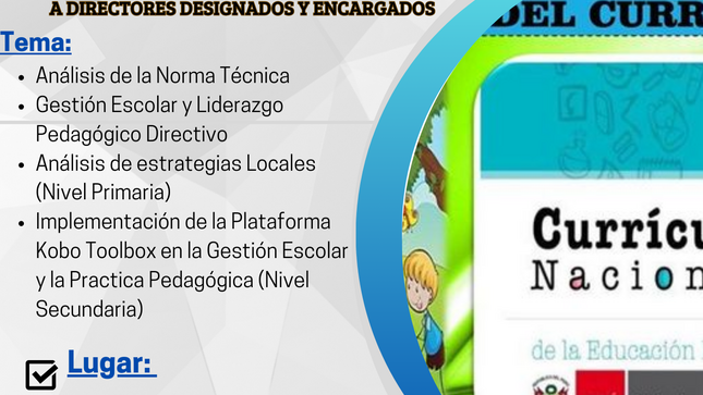 👩‍🏫𝐀𝐬𝐢𝐬𝐭𝐞𝐧𝐜𝐢𝐚 𝐓𝐞́𝐜𝐧𝐢𝐜𝐚👩‍💼🧑‍💼
📌Señores directores de EBR, EBE,EBA y CETPRO del ámbito provincial de la UGEL Churcampa se convoca a participar en la asistencia técnica.