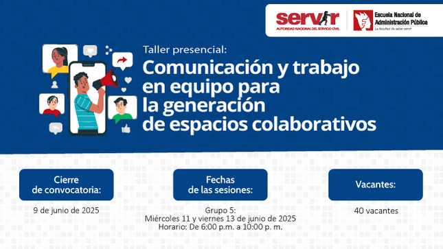 Imagen del Taller presencial: Comunicación y trabajo en equipo para la generación de espacios colaborativos ENAP SERVIR